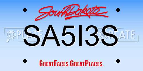 SA5I3S South Dakota License Plate