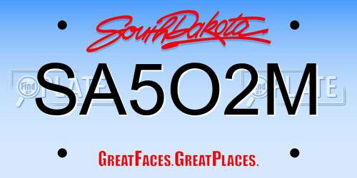 SA5O2M South Dakota License Plate