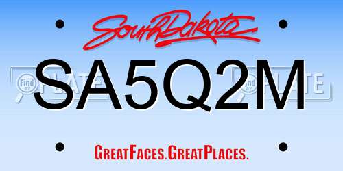SA5Q2M South Dakota License Plate
