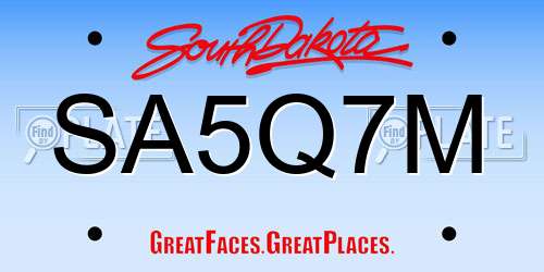 SA5Q7M South Dakota License Plate