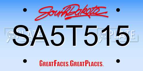 SA5T515 South Dakota License Plate