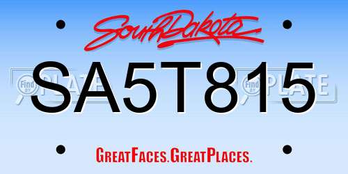 SA5T815 South Dakota License Plate