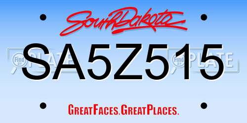 SA5Z515 South Dakota License Plate