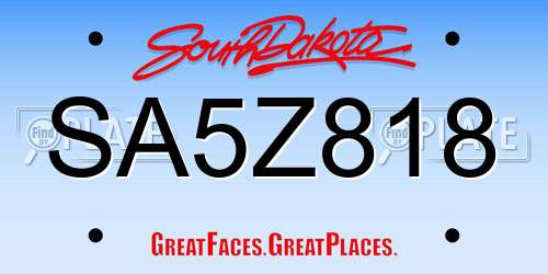 SA5Z818 South Dakota License Plate