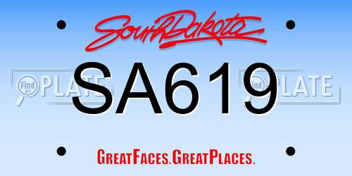 SA619 South Dakota License Plate