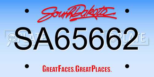 SA65662 South Dakota License Plate