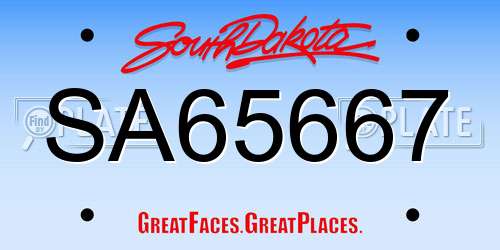 SA65667 South Dakota License Plate