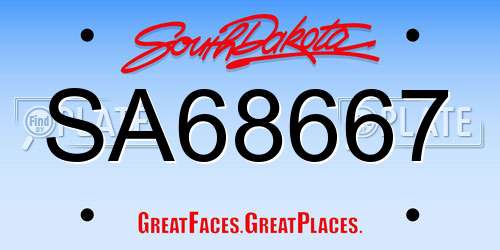SA68667 South Dakota License Plate