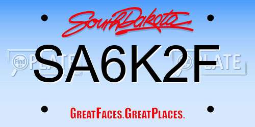 SA6K2F South Dakota License Plate