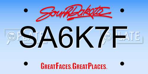 SA6K7F South Dakota License Plate