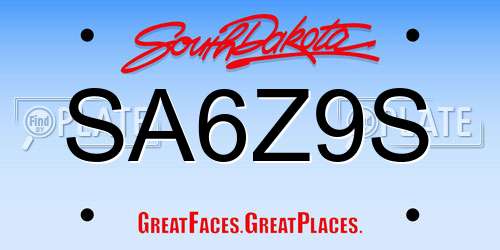 SA6Z9S South Dakota License Plate