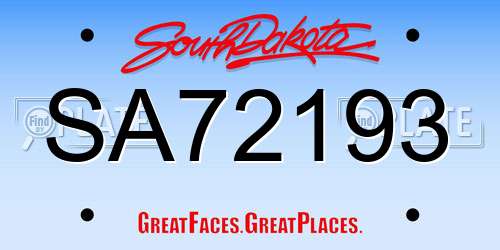 SA72193 South Dakota License Plate