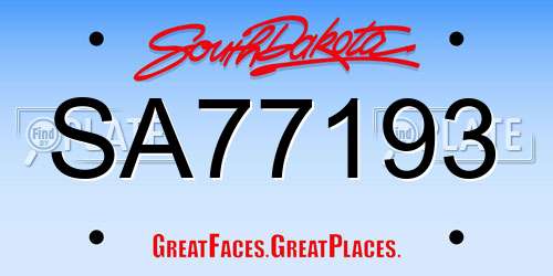 SA77193 South Dakota License Plate