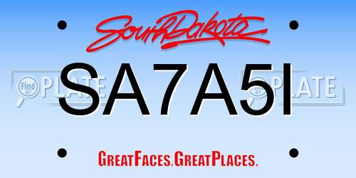 SA7A5I South Dakota License Plate