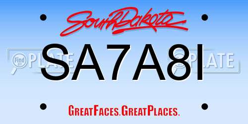 SA7A8I South Dakota License Plate