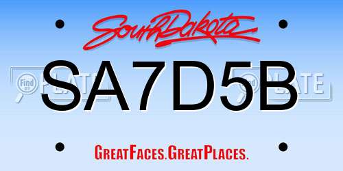 SA7D5B South Dakota License Plate