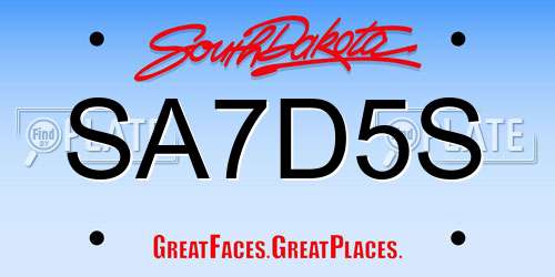 SA7D5S South Dakota License Plate