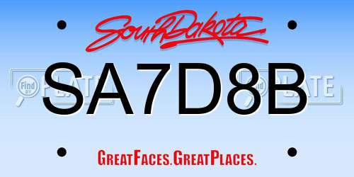 SA7D8B South Dakota License Plate