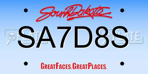 SA7D8S South Dakota License Plate