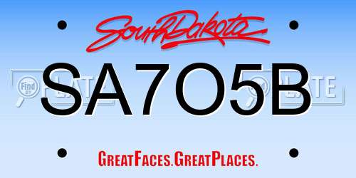 SA7O5B South Dakota License Plate