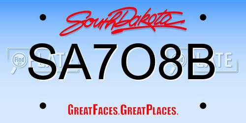 SA7O8B South Dakota License Plate