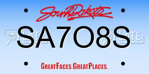SA7O8S South Dakota License Plate