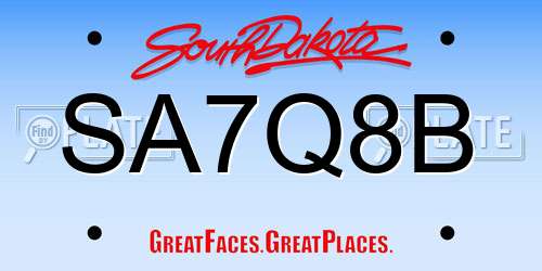SA7Q8B South Dakota License Plate