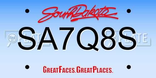 SA7Q8S South Dakota License Plate