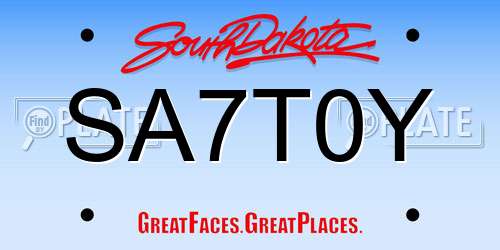 SA7T0Y South Dakota License Plate