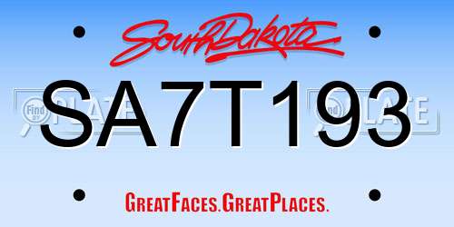 SA7T193 South Dakota License Plate