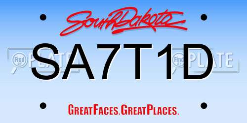 SA7T1D South Dakota License Plate