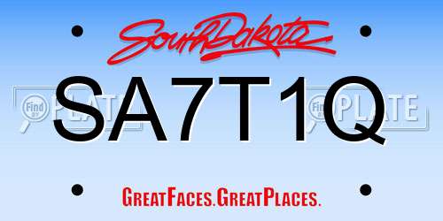 SA7T1Q South Dakota License Plate