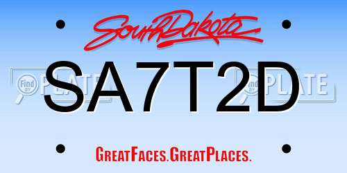 SA7T2D South Dakota License Plate