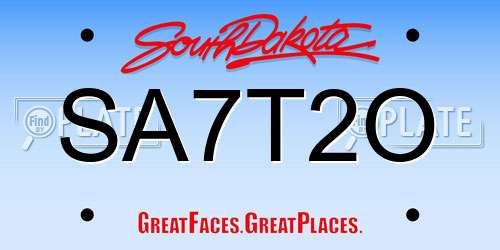 SA7T2O South Dakota License Plate