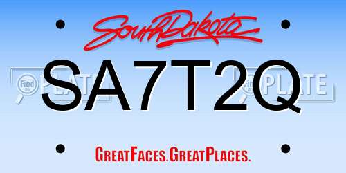 SA7T2Q South Dakota License Plate