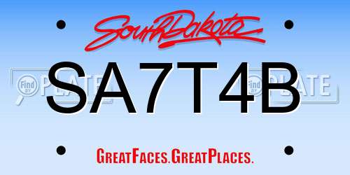 SA7T4B South Dakota License Plate