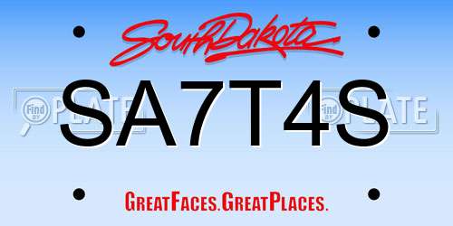 SA7T4S South Dakota License Plate