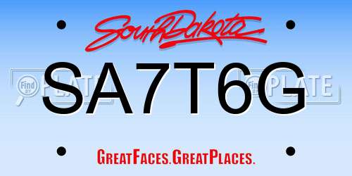 SA7T6G South Dakota License Plate