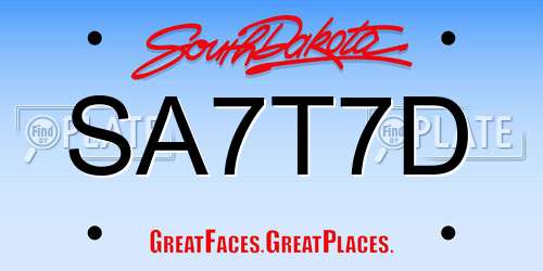 SA7T7D South Dakota License Plate