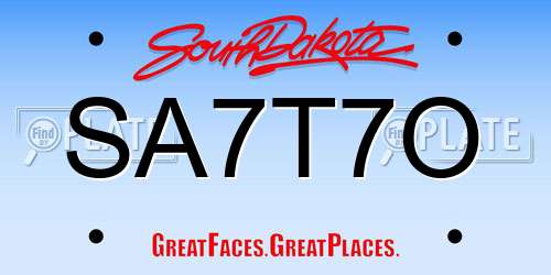 SA7T7O South Dakota License Plate