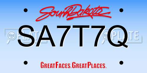 SA7T7Q South Dakota License Plate