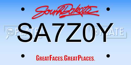 SA7Z0Y South Dakota License Plate