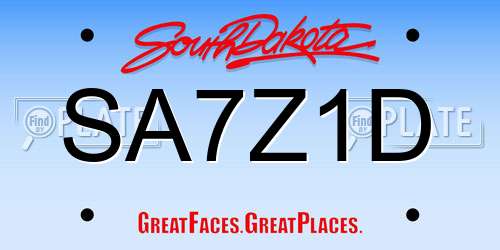 SA7Z1D South Dakota License Plate
