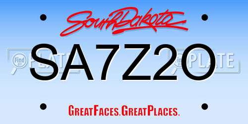 SA7Z2O South Dakota License Plate