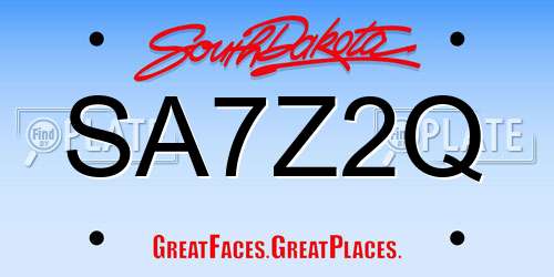 SA7Z2Q South Dakota License Plate