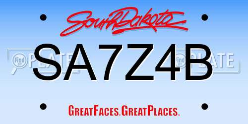 SA7Z4B South Dakota License Plate