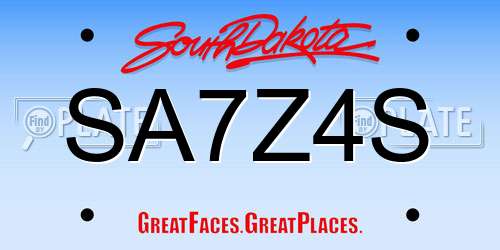 SA7Z4S South Dakota License Plate