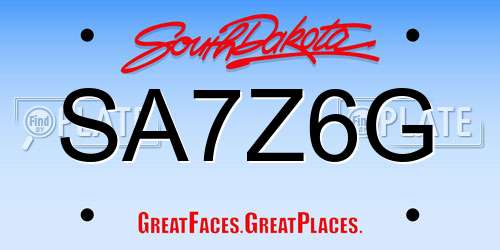 SA7Z6G South Dakota License Plate