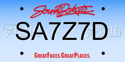 SA7Z7D South Dakota License Plate