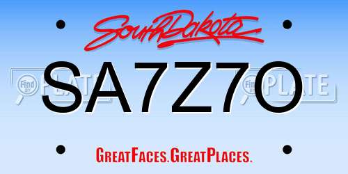 SA7Z7O South Dakota License Plate